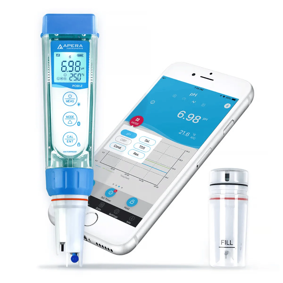 ZenTest® PCO60-Z Multi-Parameter pH/Conductivity/TDS/Salinity/Resistivity/ORP (Redox) Smart Tester Kit